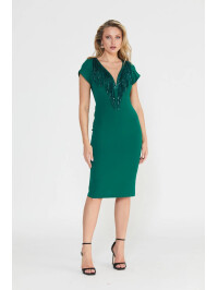 Rochie verde conică cu paiete